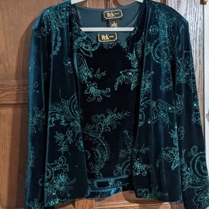 Evening Two Piece Velvet Blouse Set